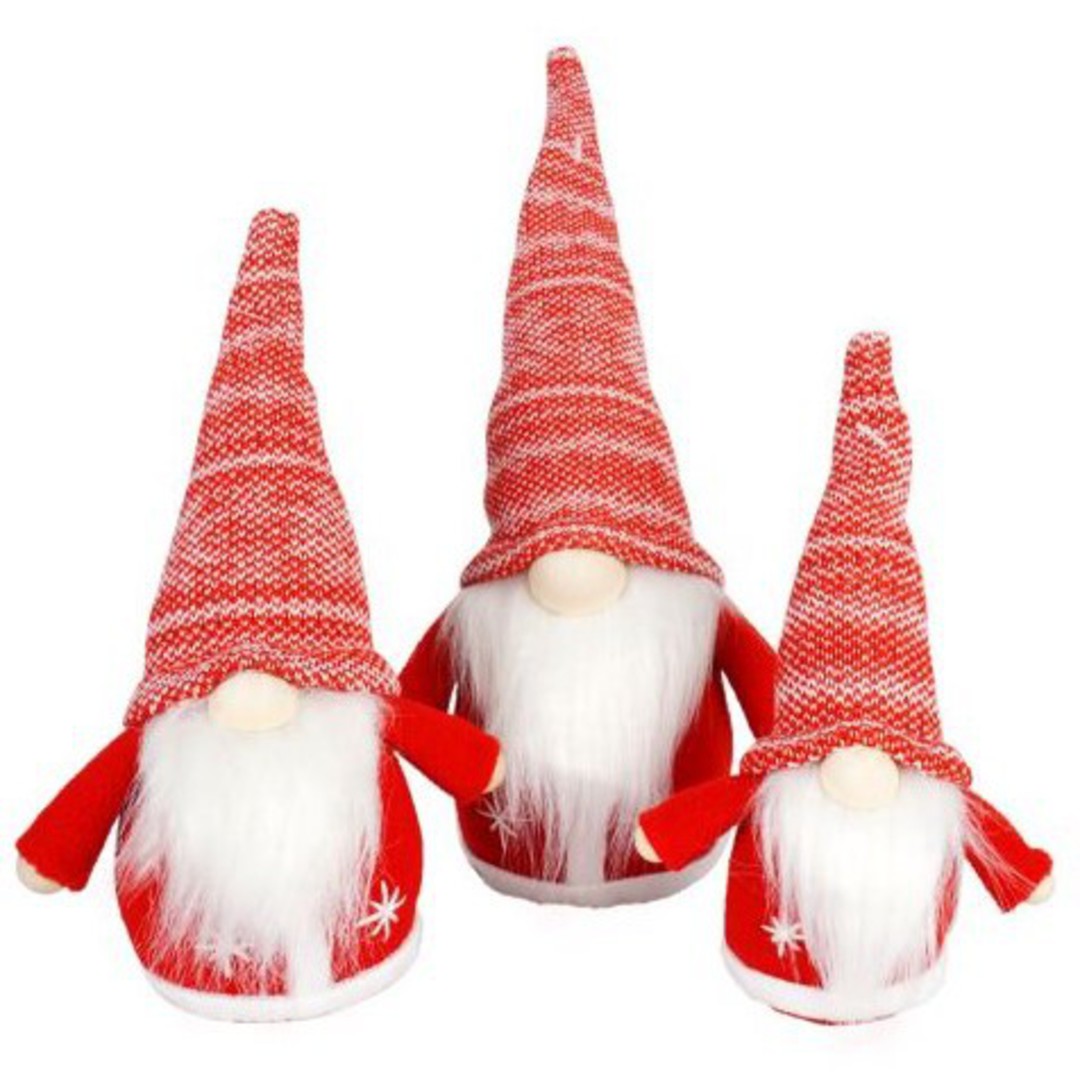 Mini Santa Red Knit Snowflake Hat image 0